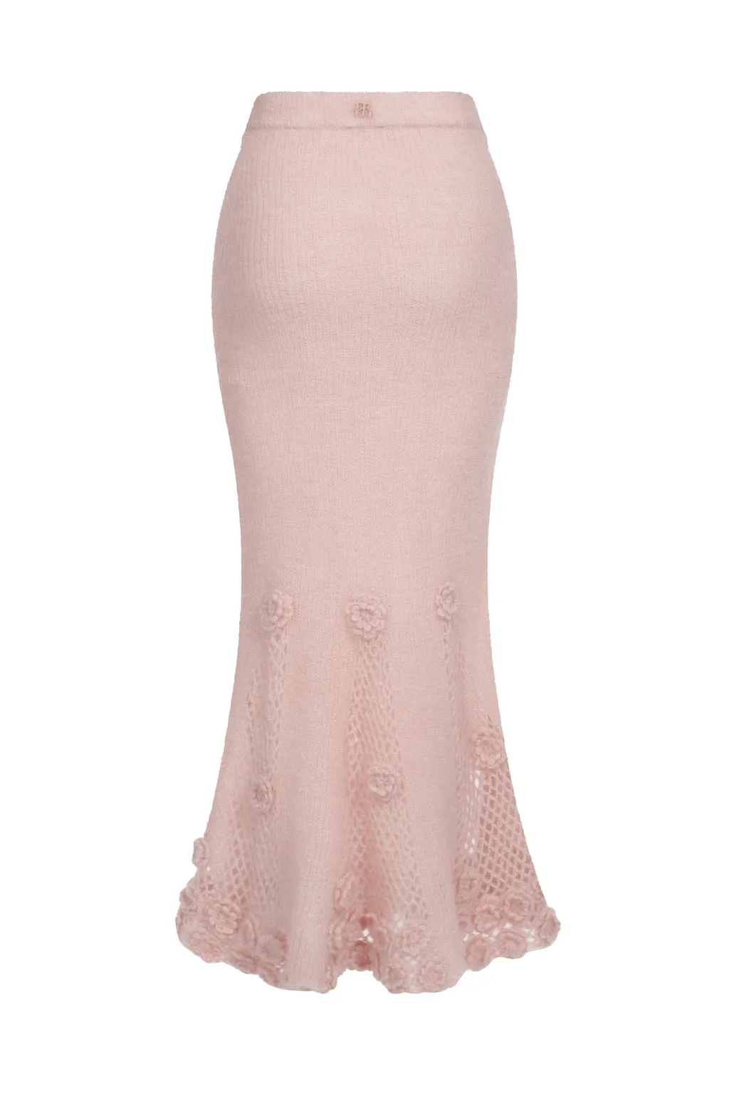 Mohair-blend long skirt with crocheted flowers - pinky beige sold by Pheme Paris product image thumbnail 3