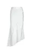 Asymmetric Lace-trimmed Satin Jacquard Skirt White sold by Pheme Paris