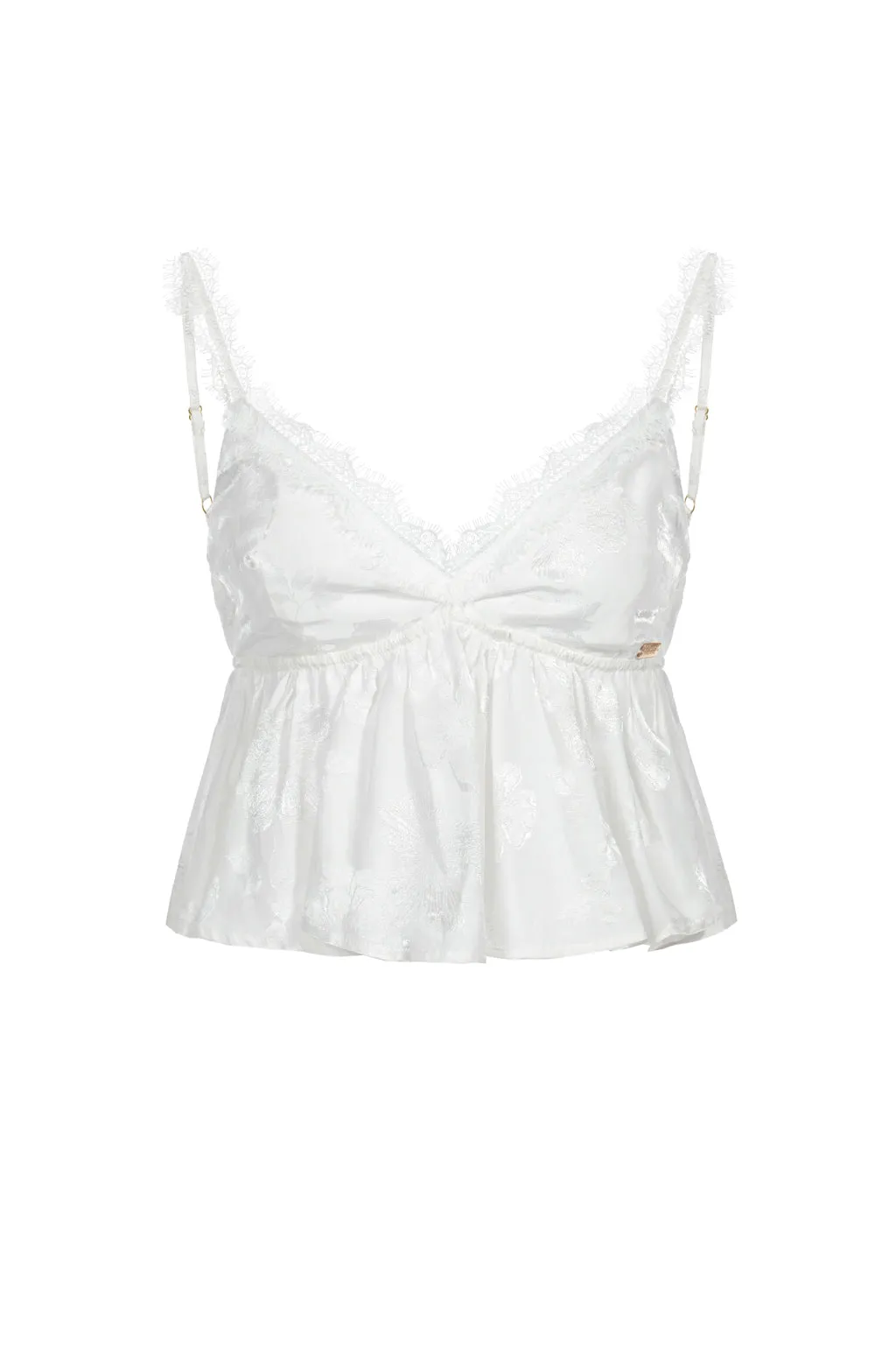 Lace-trimmed Satin Jacquard Camisole White sold by Pheme Paris product image thumbnail 2