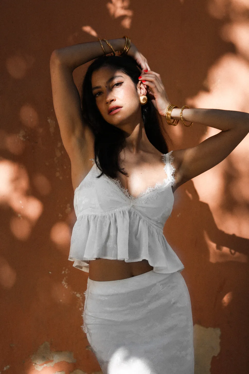 Lace-trimmed Satin Jacquard Camisole White sold by Pheme Paris product image thumbnail 4