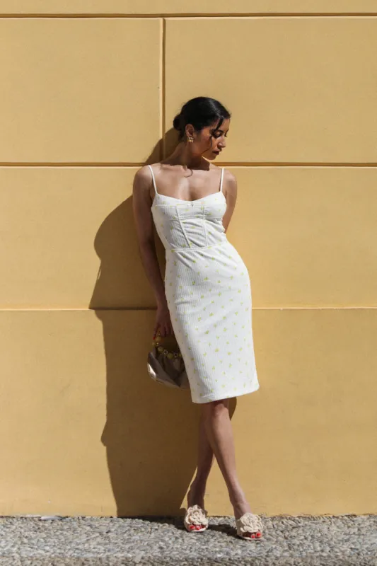 Stretch-knit Midi Dress Lemon sold by Pheme Paris