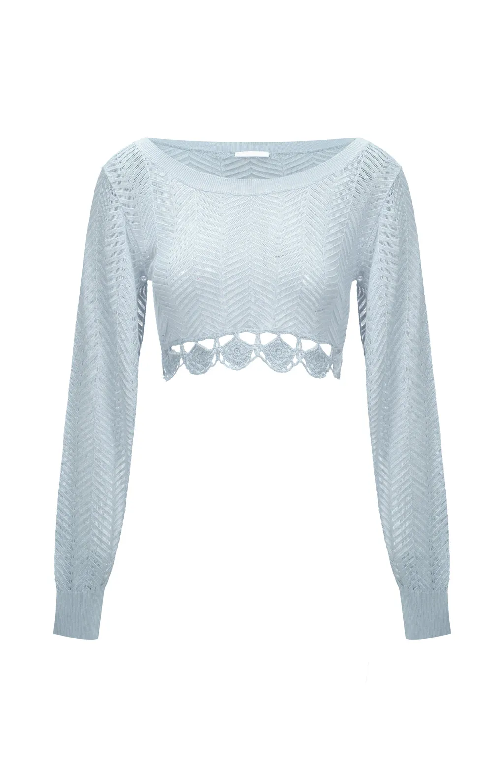 Knit Top with Crochet Grey sold by Pheme Paris product image thumbnail 2