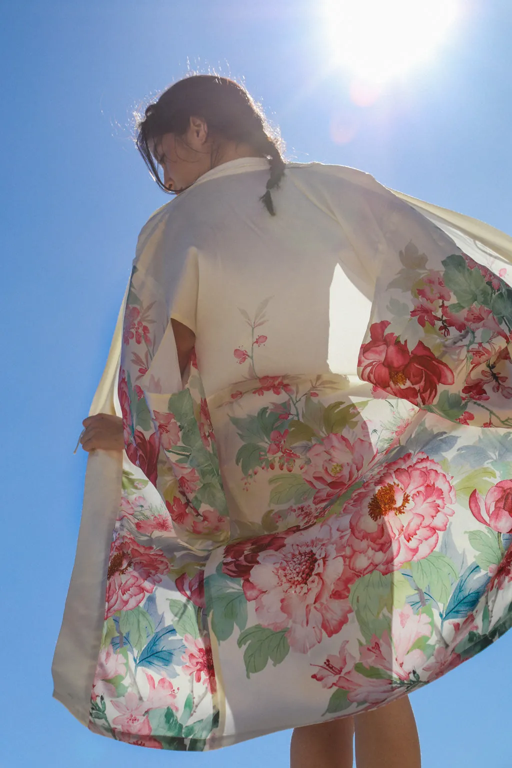 Peony Printed Satin Kimono sold by Pheme Paris