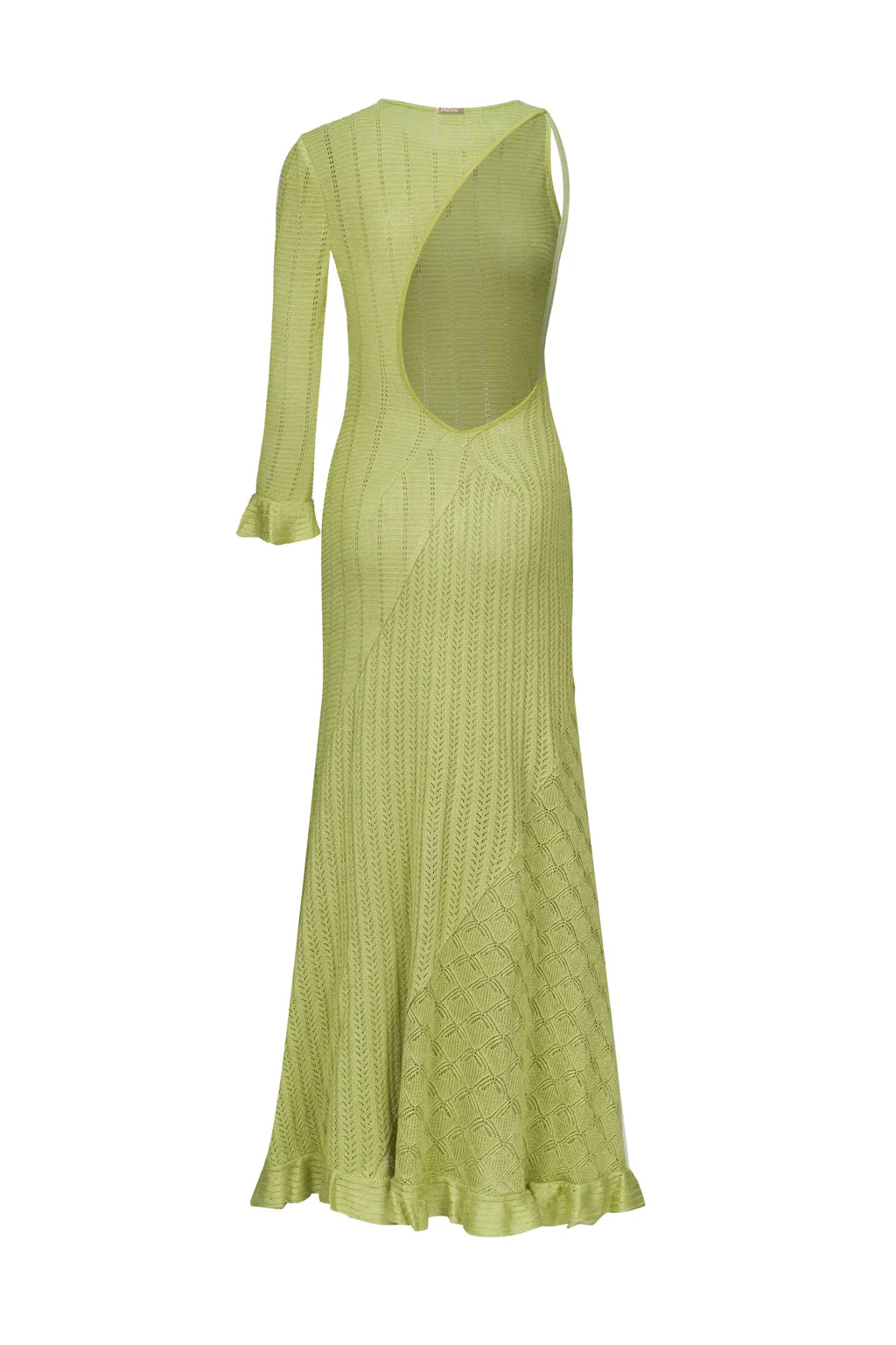 Open-back Maxi Knit Dress Metallic Green sold by Pheme Paris product image thumbnail 3