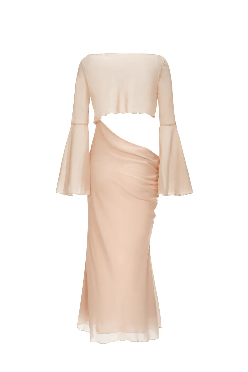Draped Cut-out Chiffon Midi Dress Nude sold by Pheme Paris product image thumbnail 3
