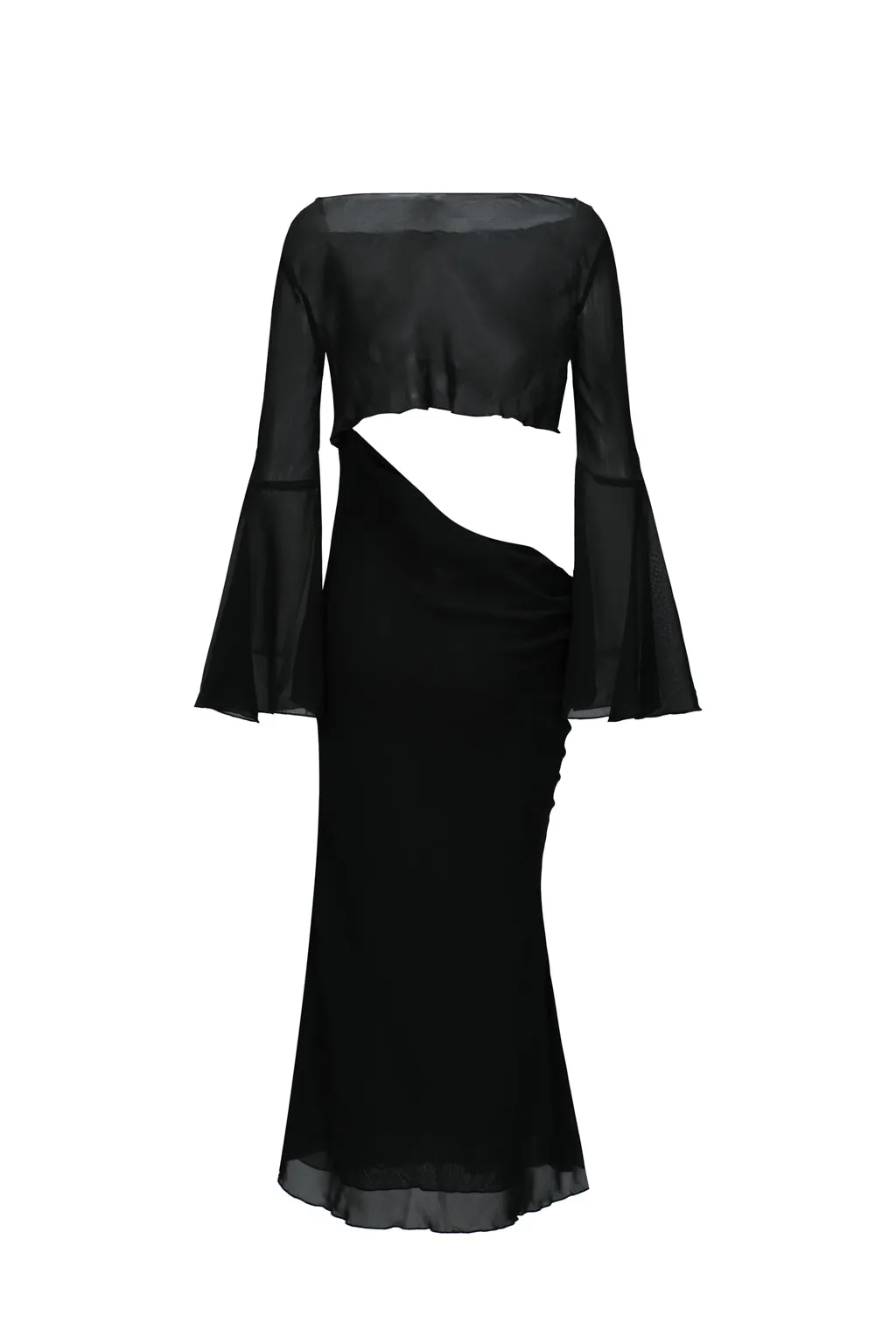 Draped Cut-out Chiffon Midi Dress Black sold by Pheme Paris product image thumbnail 3