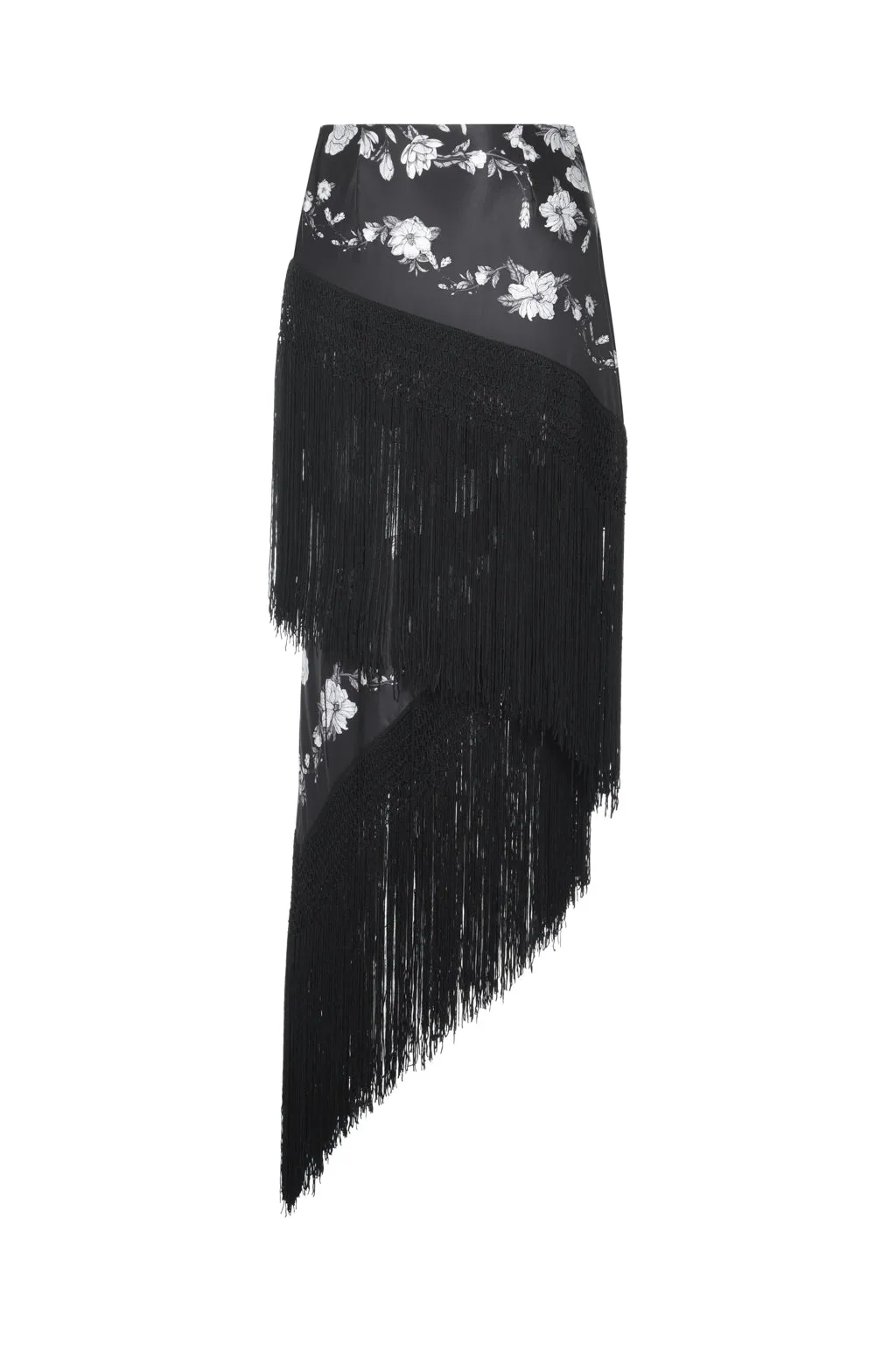 Clearance | Asymmetrical Fringed Print Skirt in Poppy sold by Pheme Paris product image thumbnail 3