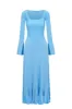 Clearance | Square Neck Ribbed Knit Dress in Blue sold by Pheme Paris