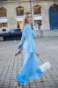 Clearance | Square Neck Ribbed Knit Dress in Blue sold by Pheme Paris