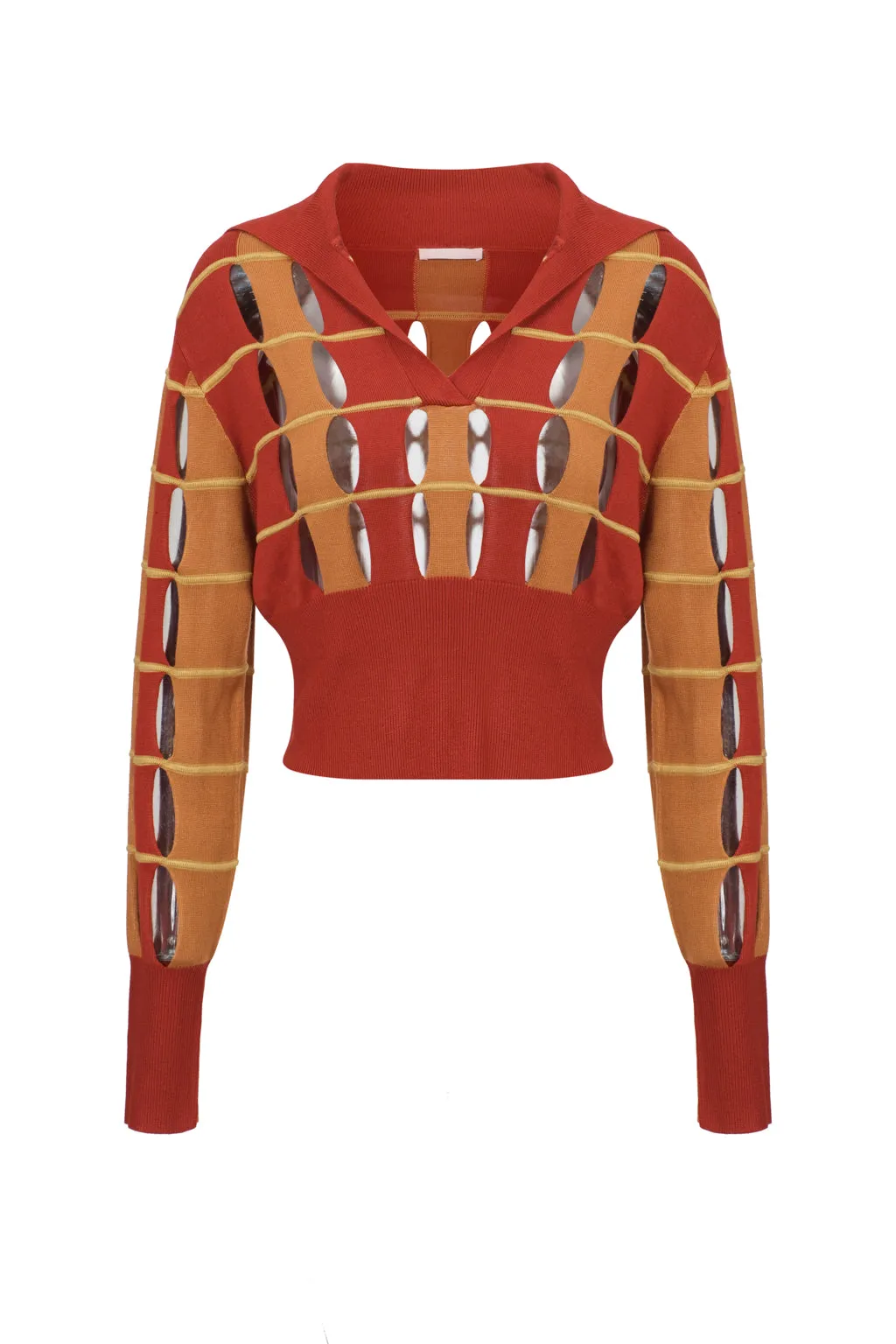 Clearance | Cut-out Knit Sweater in Rust sold by Pheme Paris product image thumbnail 2