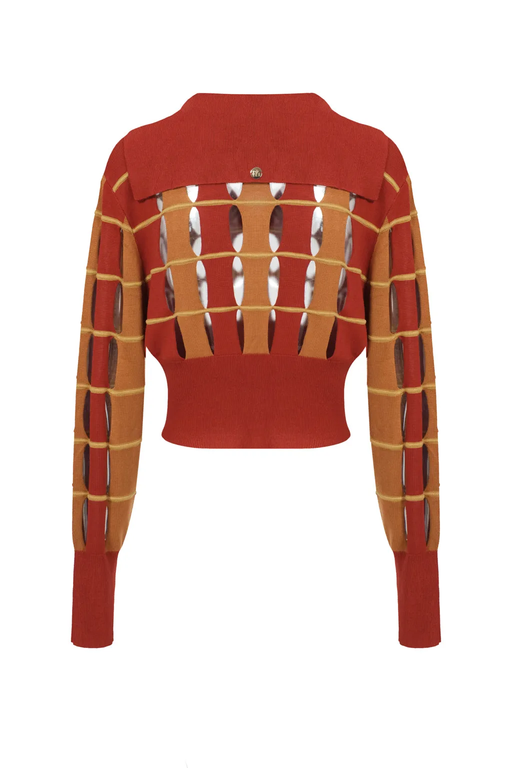 Clearance | Cut-out Knit Sweater in Rust sold by Pheme Paris product image thumbnail 3