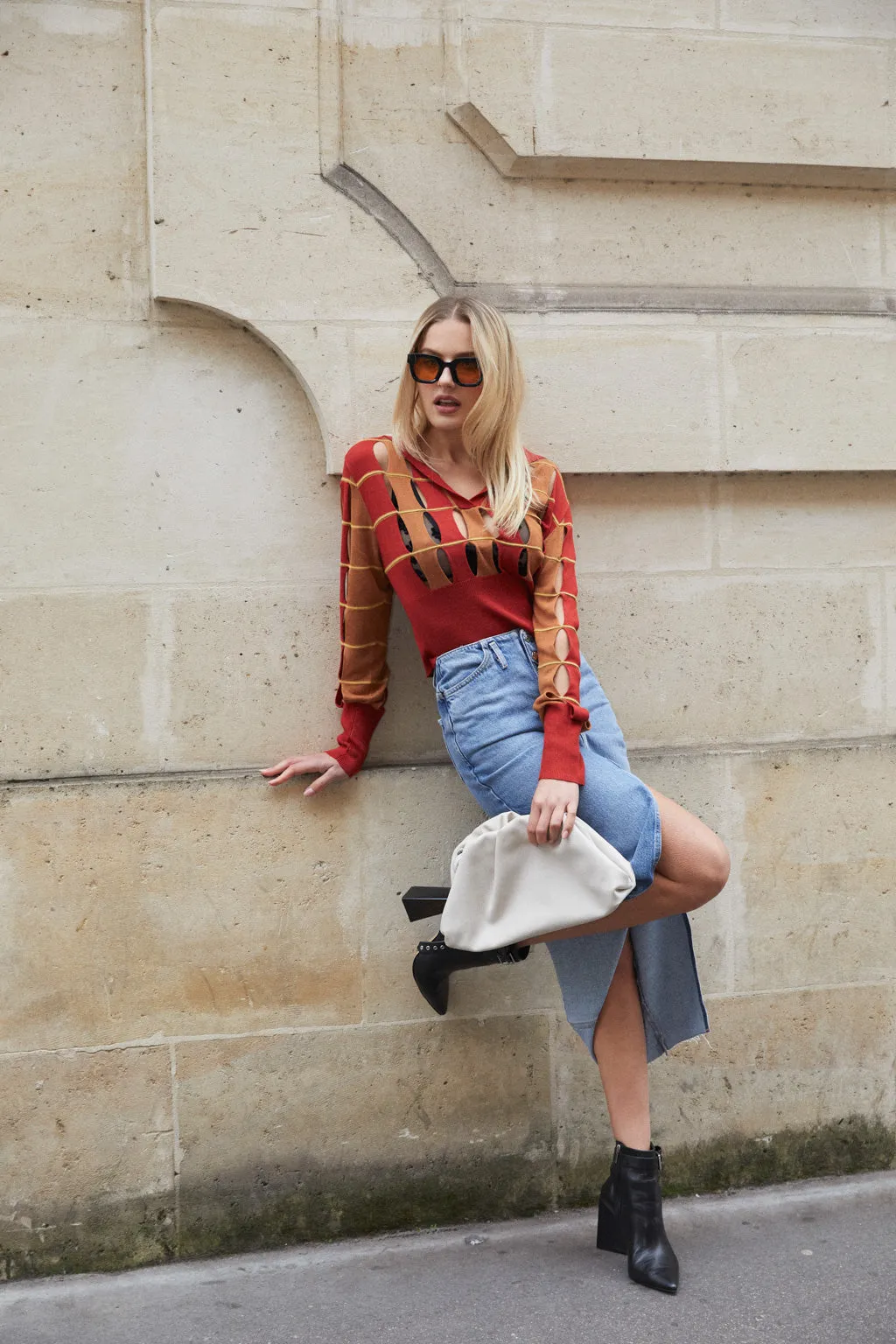 Clearance | Cut-out Knit Sweater in Rust sold by Pheme Paris product image thumbnail 5