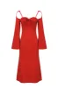 Clearance | Open Sleeve Midi Dress in Tomato Red sold by Pheme Paris