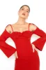 Clearance | Open Sleeve Midi Dress in Tomato Red sold by Pheme Paris