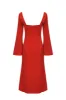 Clearance | Open Sleeve Midi Dress in Tomato Red sold by Pheme Paris