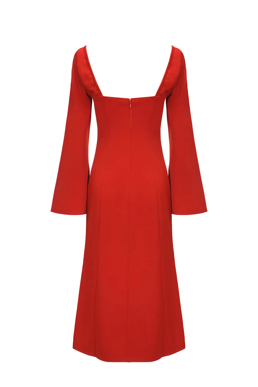 Clearance | Open Sleeve Midi Dress in Tomato Red sold by Pheme Paris product image thumbnail 3