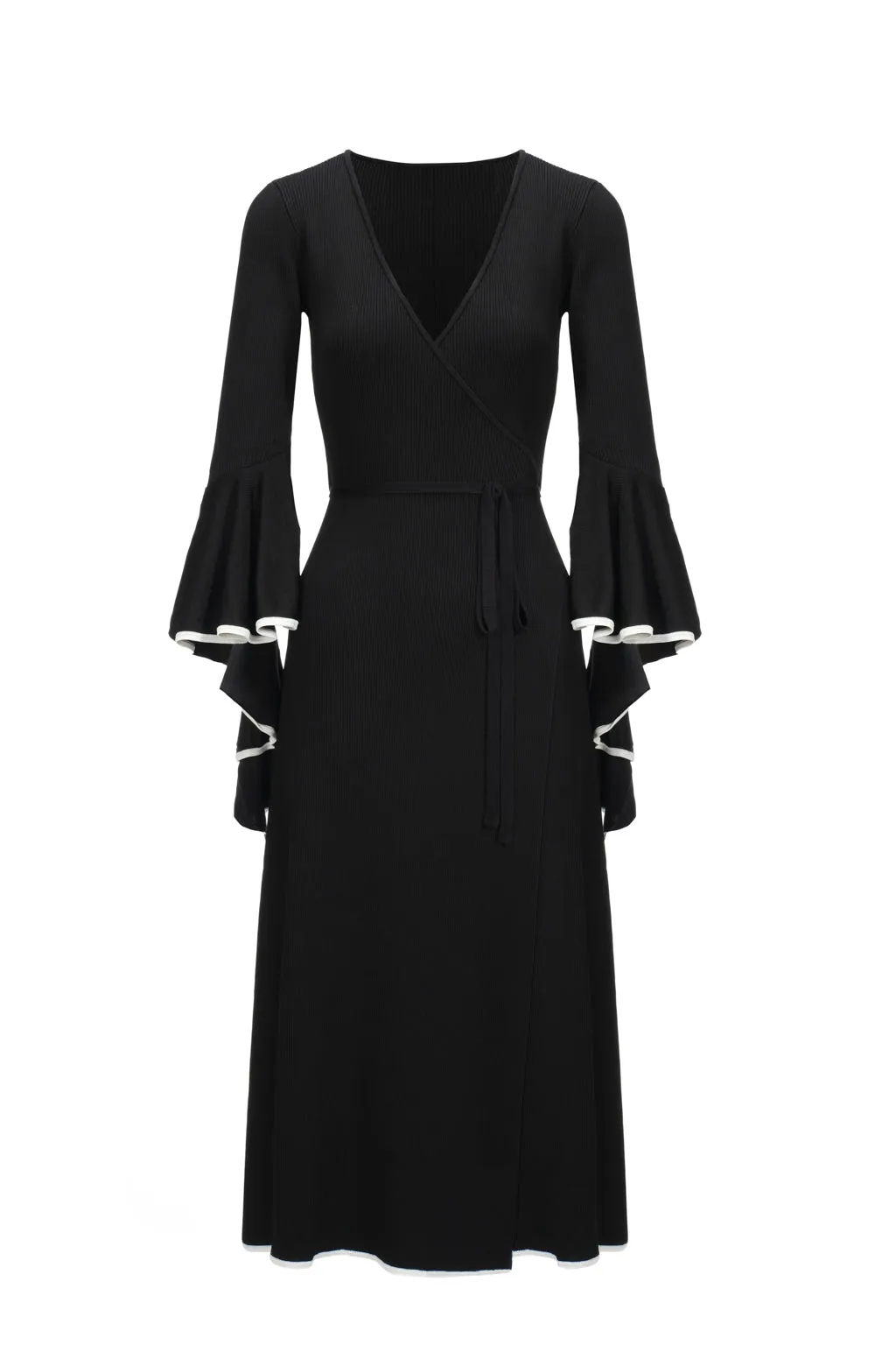 Clearance | Wrap Dress with Ruffled Sleeve in Black sold by Pheme Paris product image thumbnail 2
