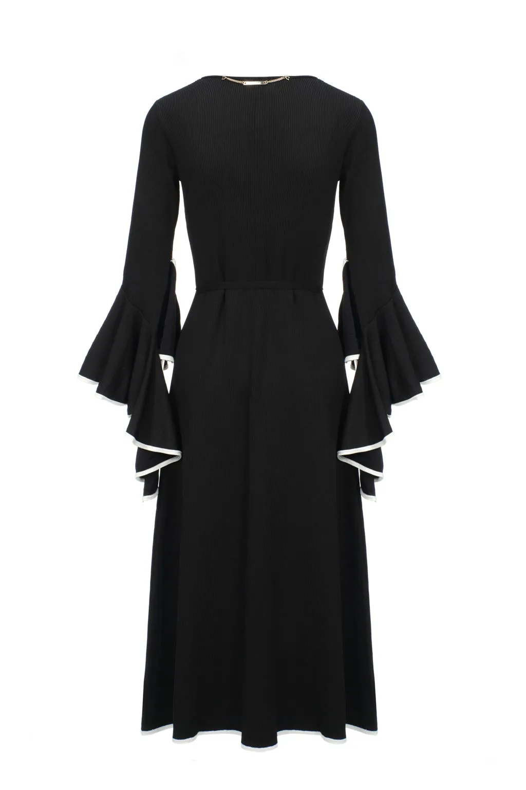 Clearance | Wrap Dress with Ruffled Sleeve in Black sold by Pheme Paris product image thumbnail 3