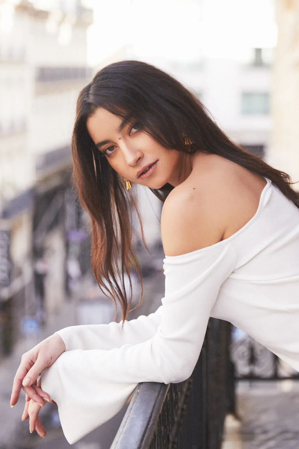 Clearance | Asymmetrical Wavy Collar Knit Top in Off White sold by Pheme Paris product image thumbnail 4