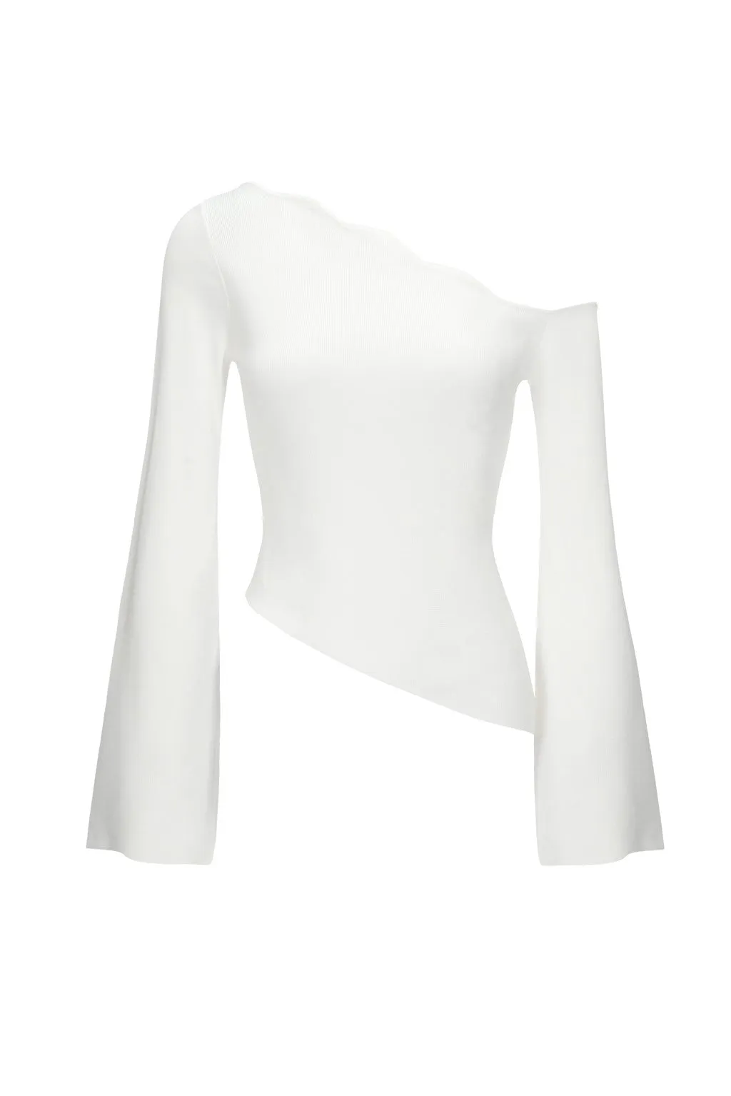 Clearance | Asymmetrical Wavy Collar Knit Top in Off White sold by Pheme Paris product image thumbnail 2