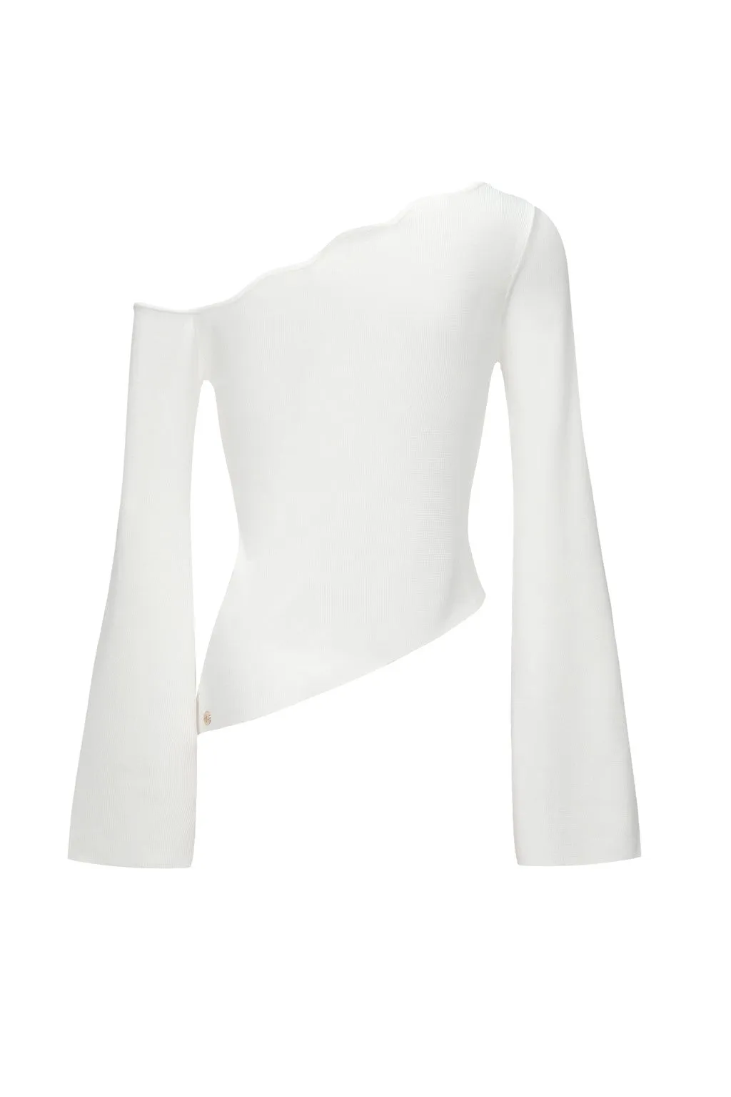 Clearance | Asymmetrical Wavy Collar Knit Top in Off White sold by Pheme Paris product image thumbnail 3