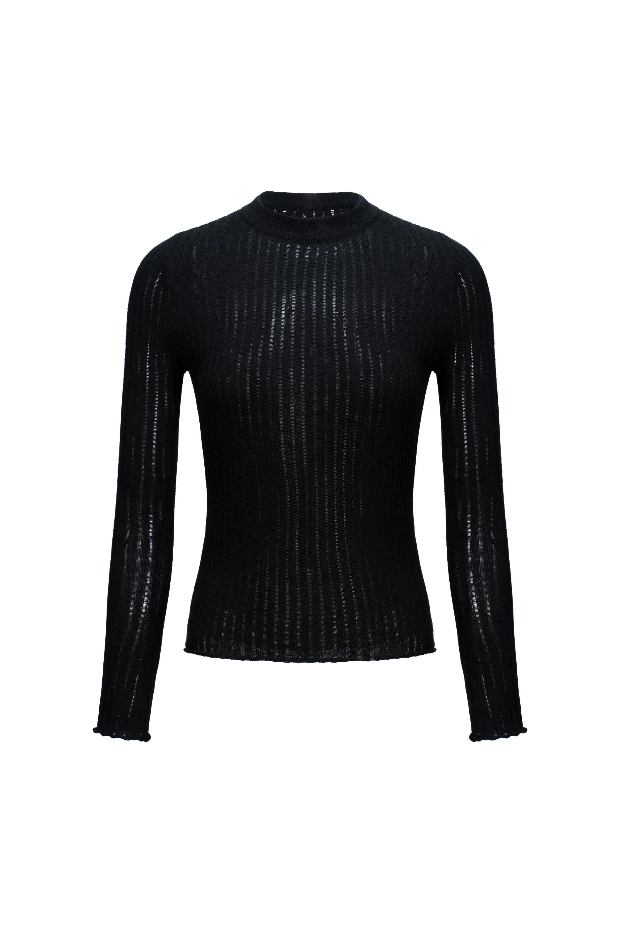 Pure Cashmere Ribbed Knit Pullover in Black sold by Pheme Paris product image thumbnail 2
