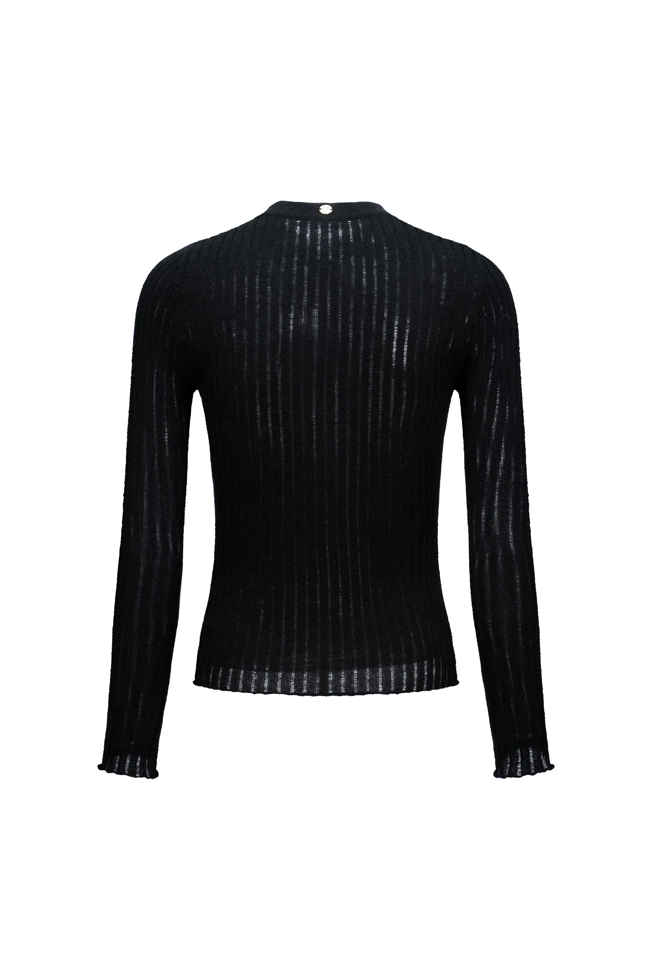 Pure Cashmere Ribbed Knit Pullover in Black sold by Pheme Paris product image thumbnail 3