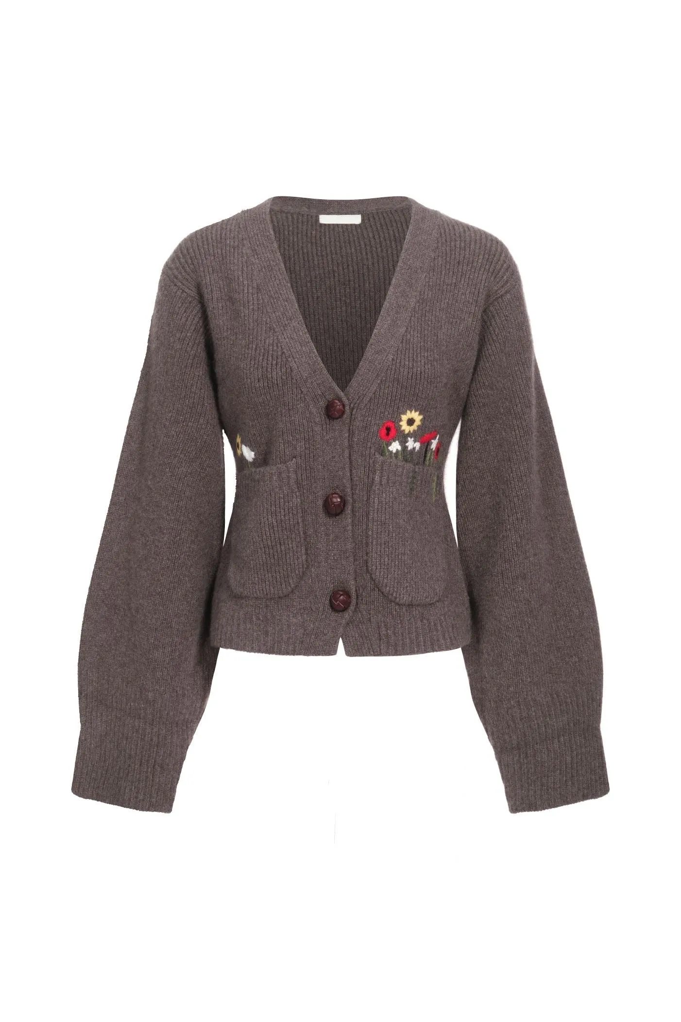 Pure cashmere cardigan with embroidery - Dark grey sold by Pheme Paris product image thumbnail 2