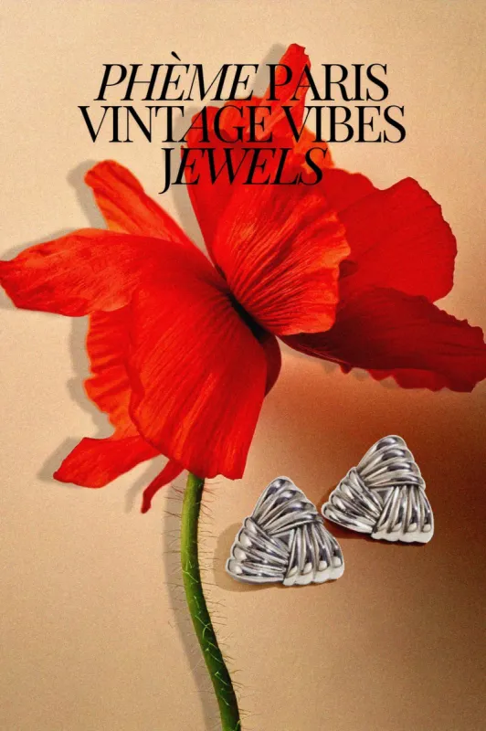 Vintage triangular earrings - Steel made by Pheme Paris