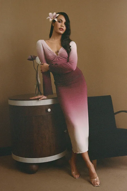 Gradient-print jersey skirt - Plum sold by Pheme Paris