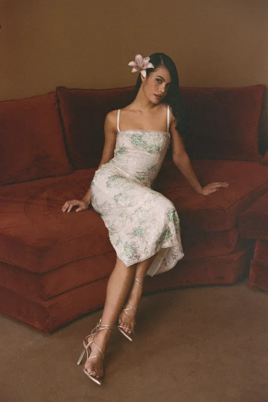 Sequin and print dress - Leaves sold by Pheme Paris