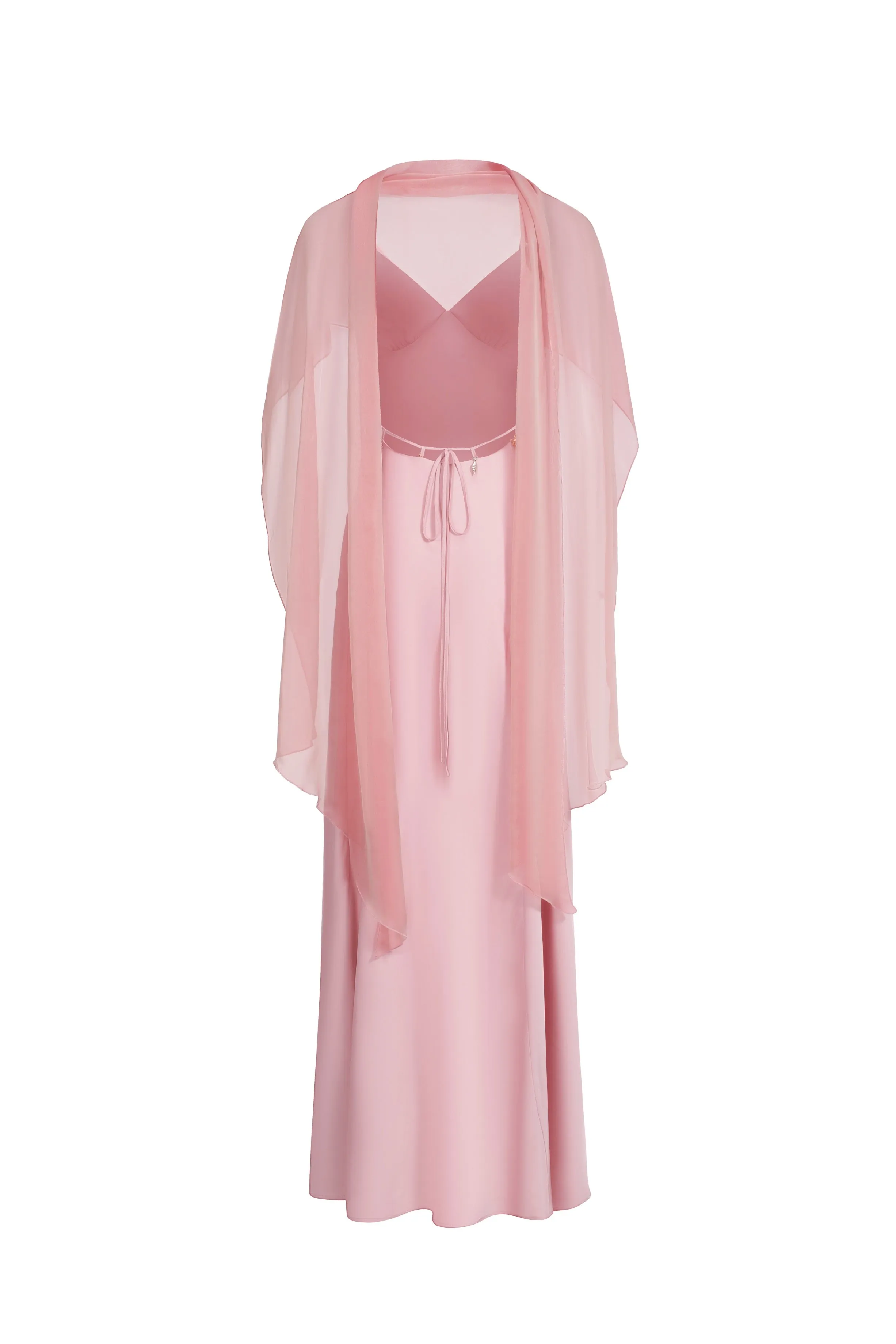 Backless satin dress with pendants - pink sold by Pheme Paris product image thumbnail 5