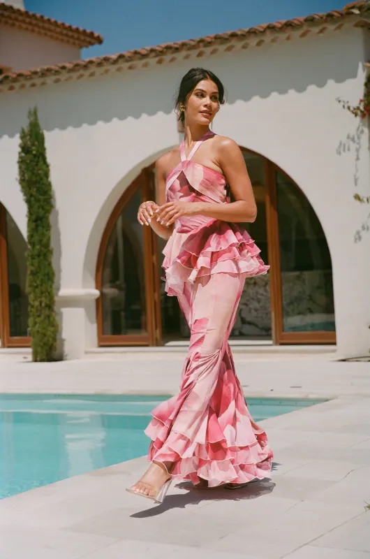 Long ruffled dress - floral print sold by Pheme Paris