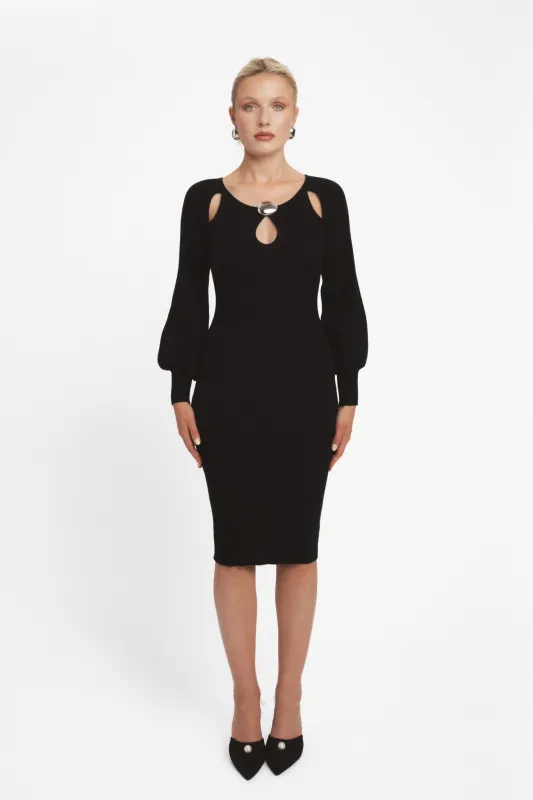 Cut-out knit dress – black made by Pheme Paris