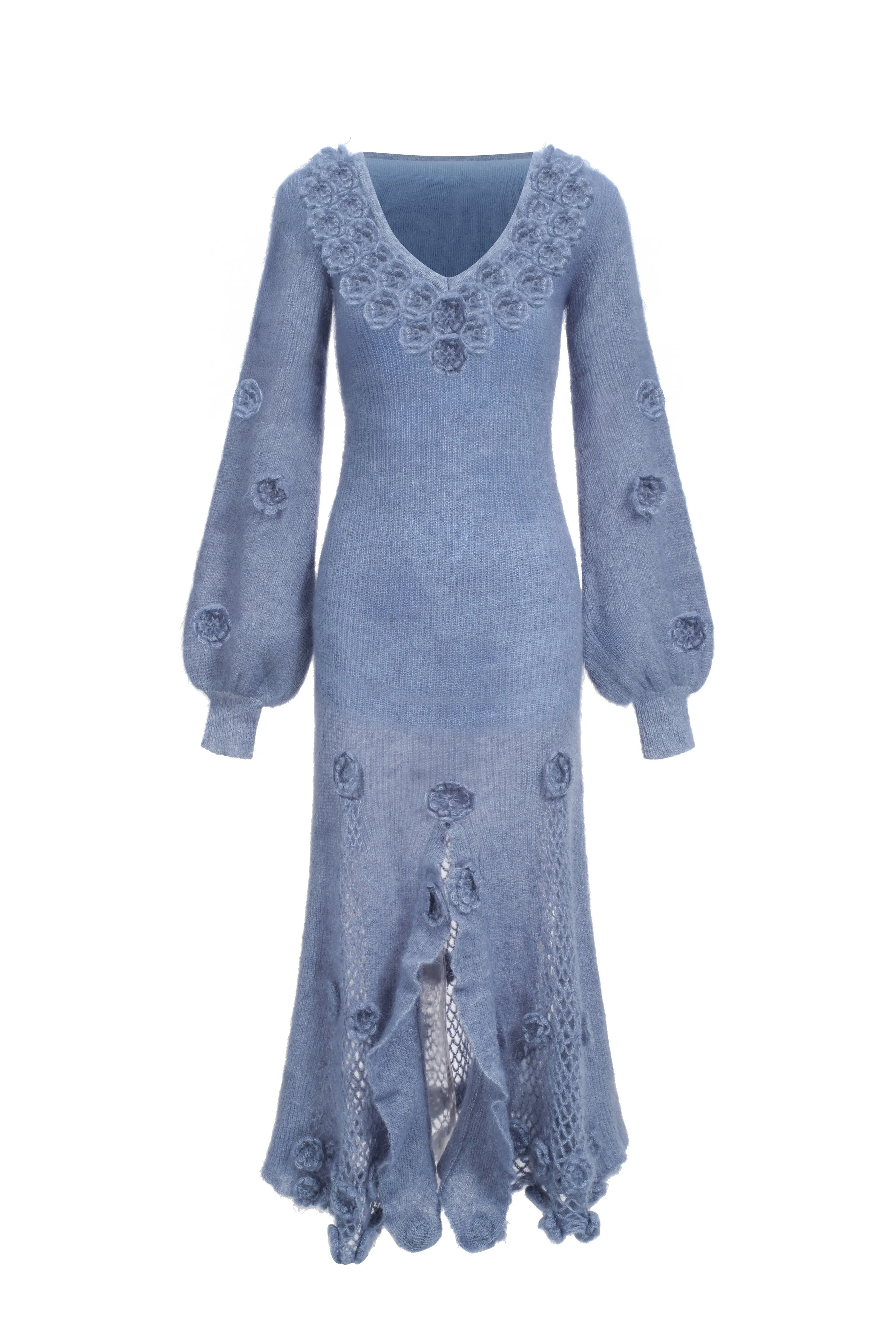 Floral crochet blended mohair dress – blue sold by Pheme Paris product image thumbnail 2