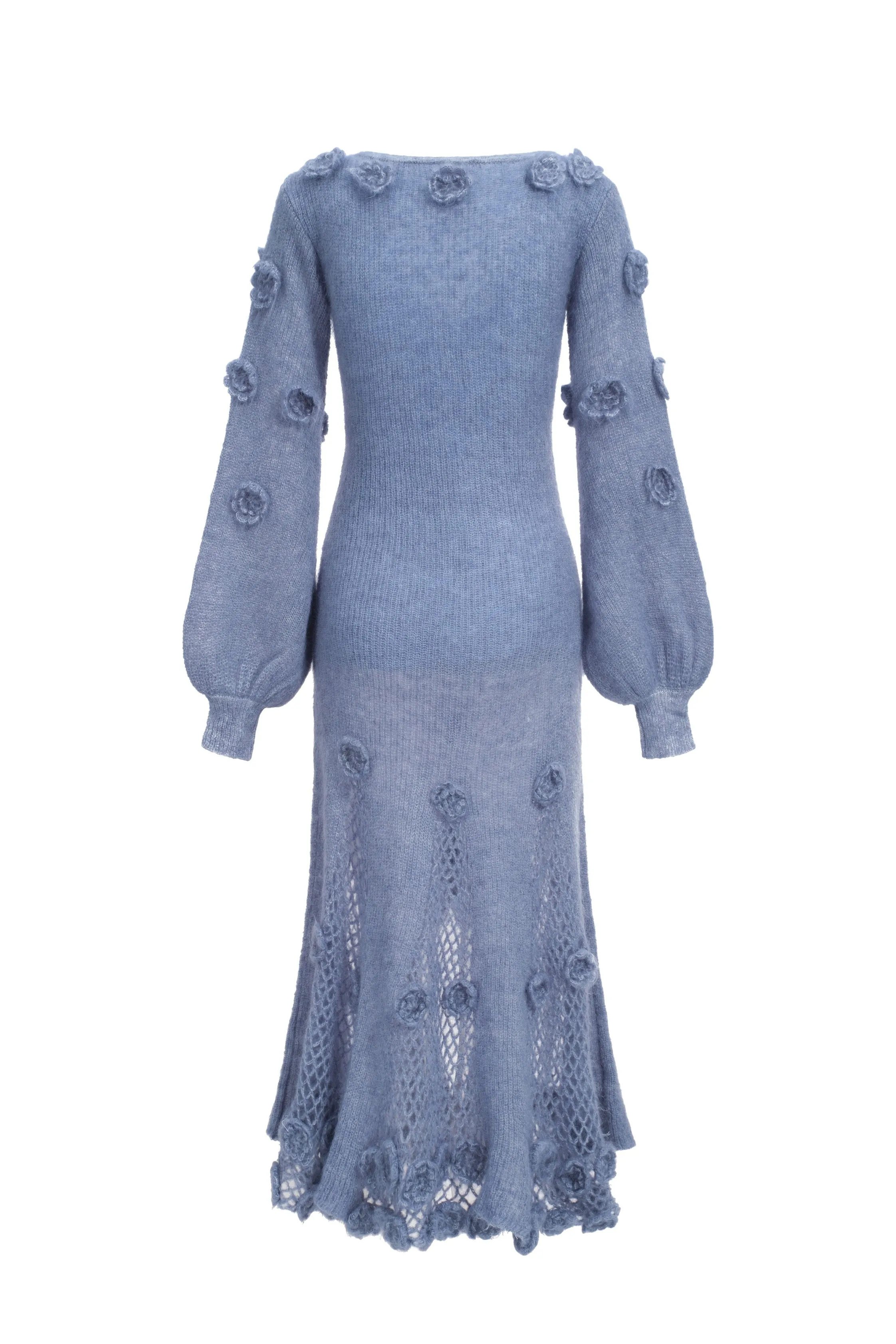 Floral crochet blended mohair dress – blue sold by Pheme Paris product image thumbnail 3