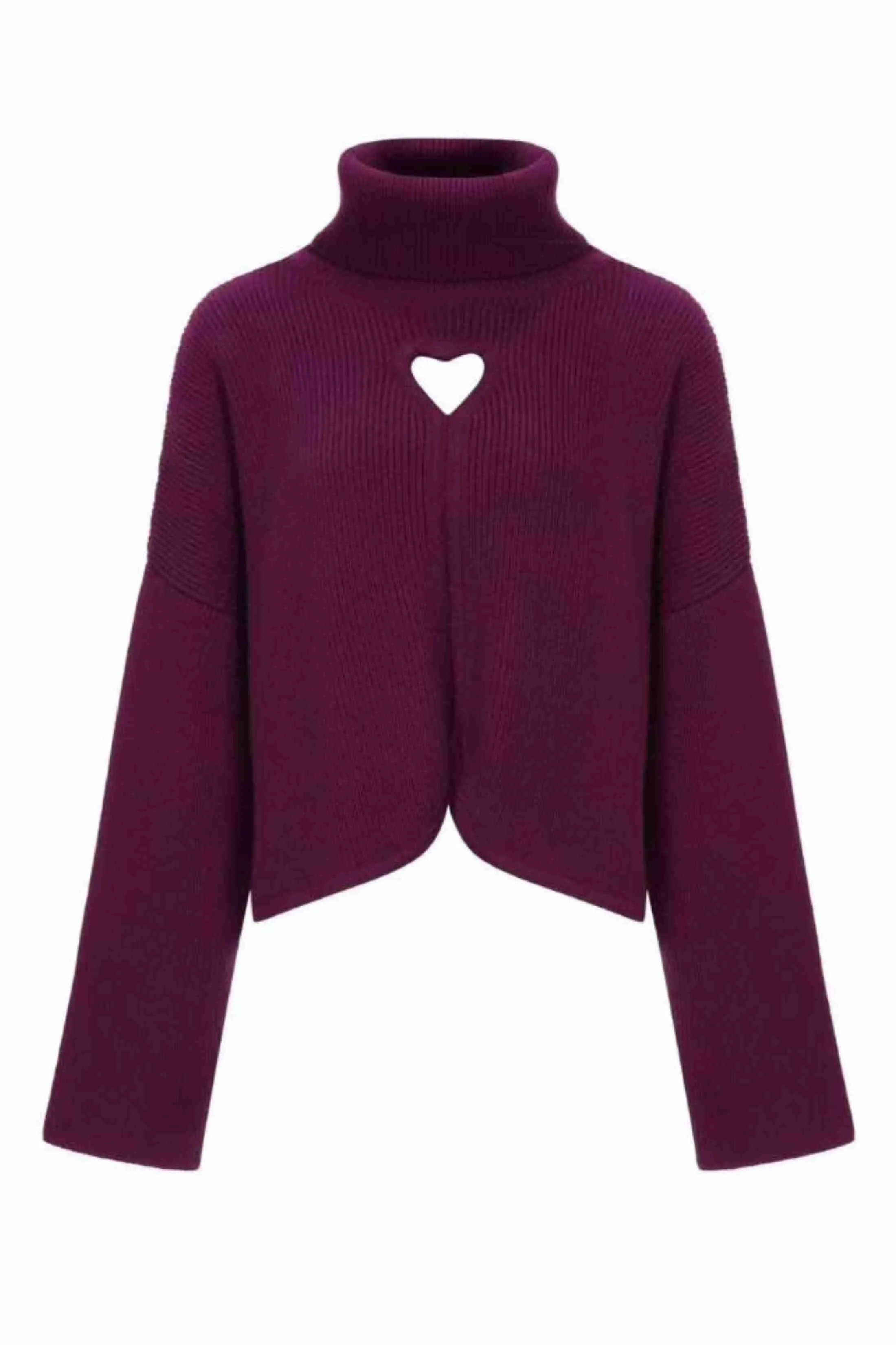 Pure cashmere sweater with heart cut-outs – burgundy sold by Pheme Paris product image thumbnail 2