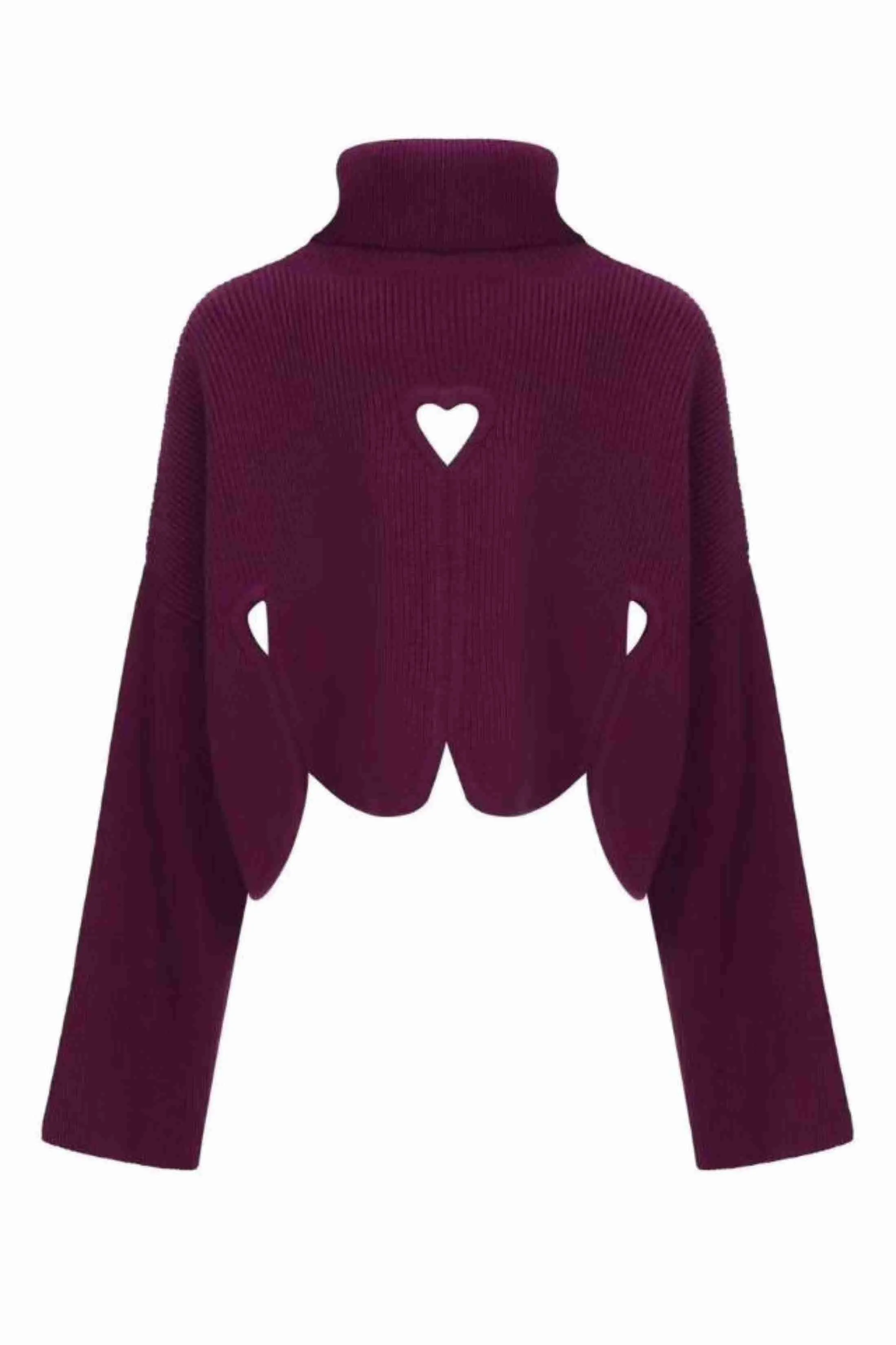Pure cashmere sweater with heart cut-outs – burgundy sold by Pheme Paris product image thumbnail 3