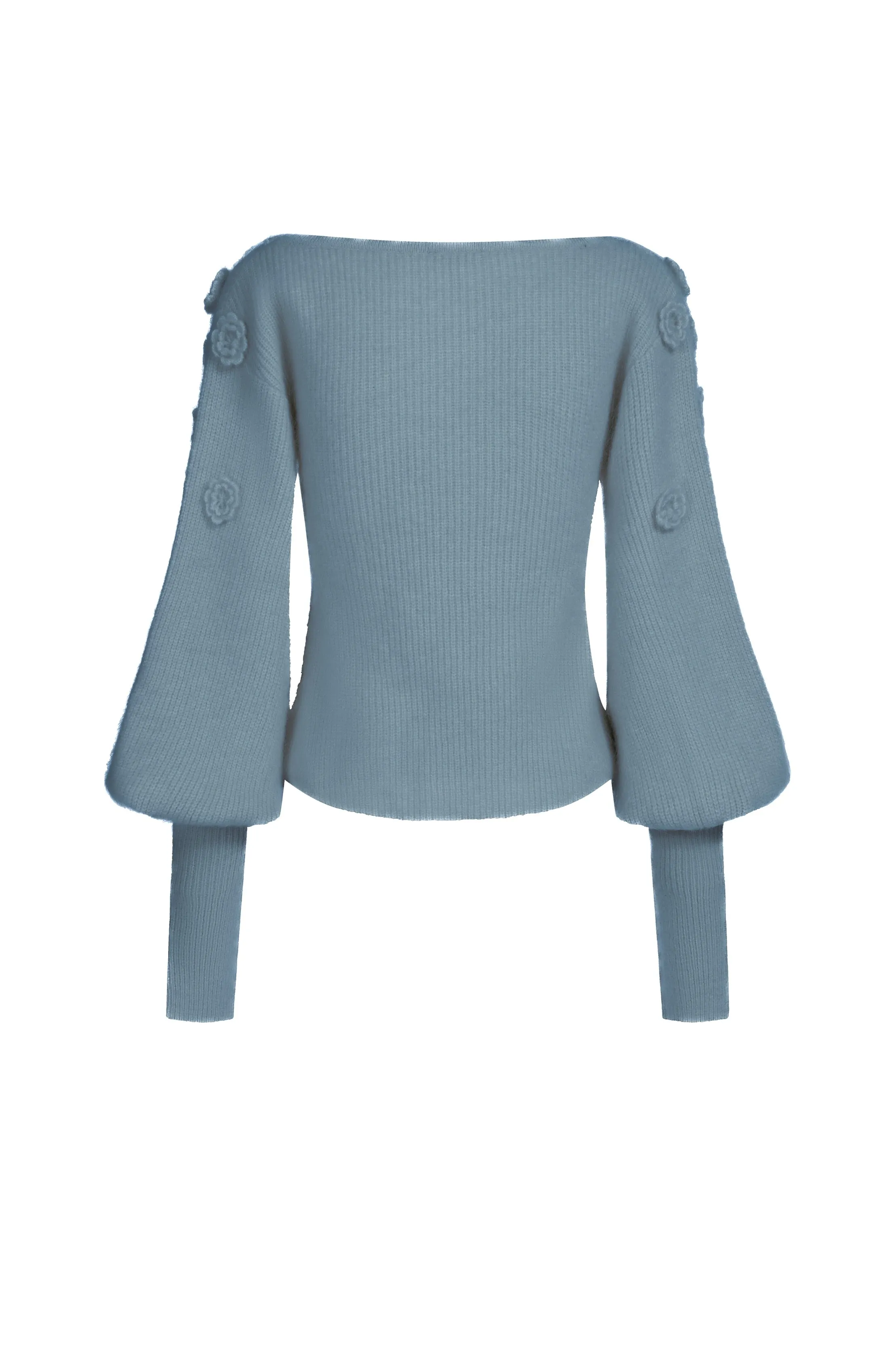 V-neck sweater in mohair and wool with flowers - white sold by Pheme Paris product image thumbnail 3