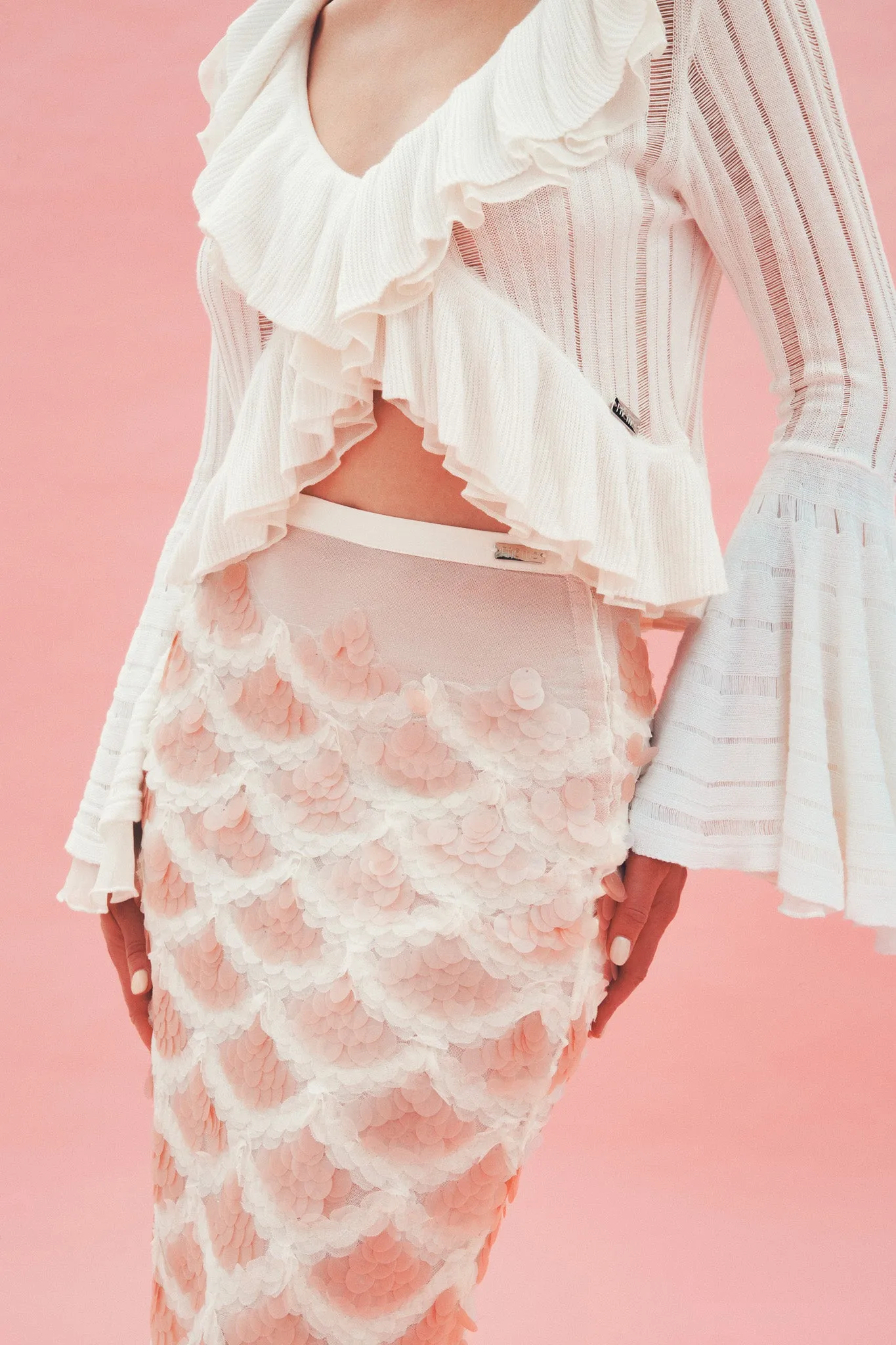 Mermaid sequin midi skirt – pink sold by Pheme Paris