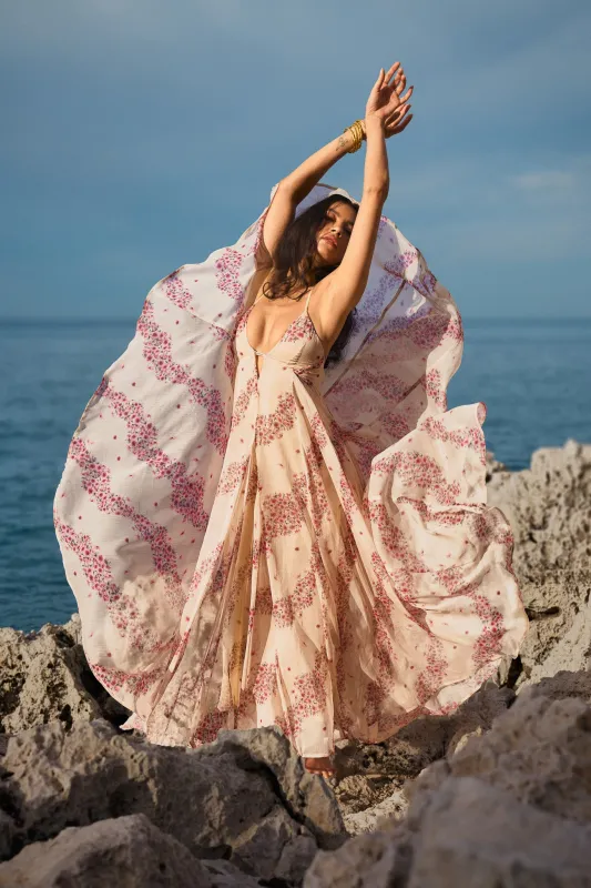 Printed Chiffon Maxi Dress – Pink made by Pheme Paris