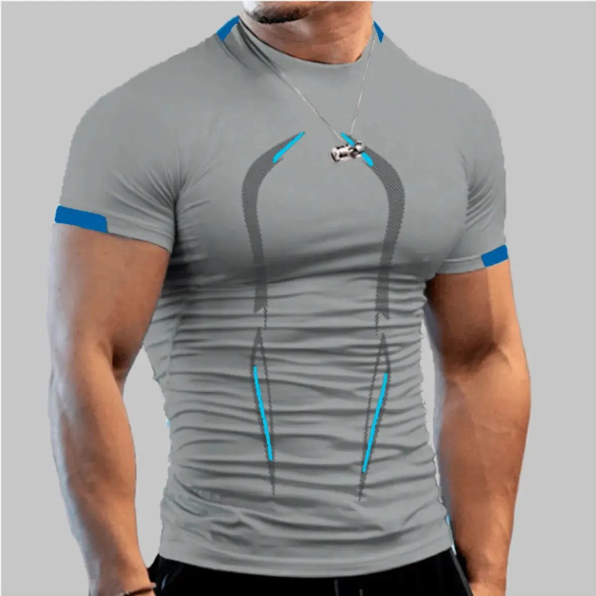 Men's Fitness Sports Training Breathable Short Sleeve Quick Dry T-Shirt sold by Polyalien