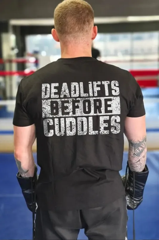 Deadlifts Before Cuddles Printed Men's T-shirt made by Polyalien