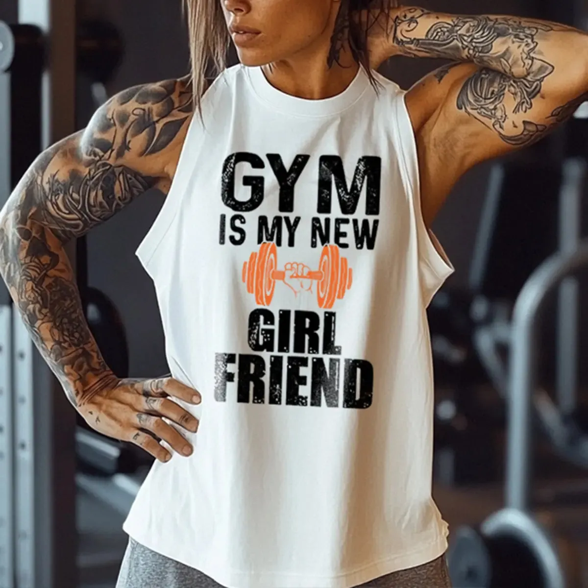 Gym Is My New Girl Friend Print Women's Vest sold by Polyalien