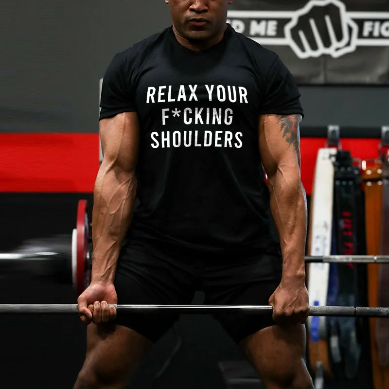 Relax Your F*cking Shoulders Printed Men's T-shirt sold by Polyalien