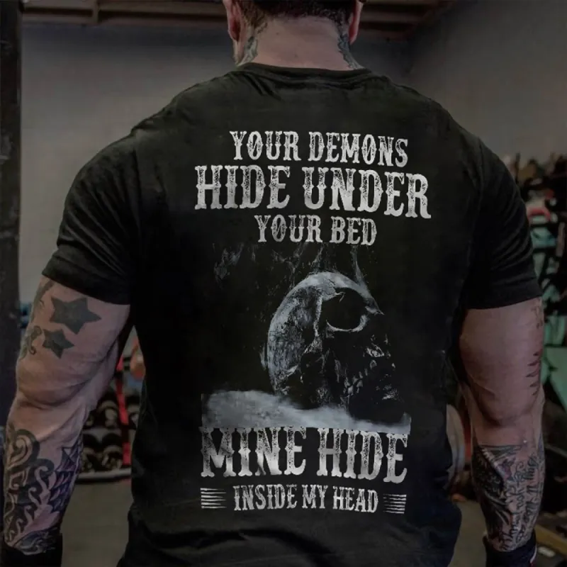 Viking Your Demons Hide Under Your Bed Printed Men's T-shirt sold by Polyalien