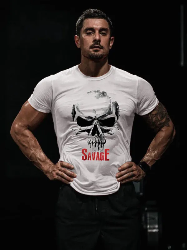 Savage Skeleton Printed Men's T-shirt sold by Polyalien