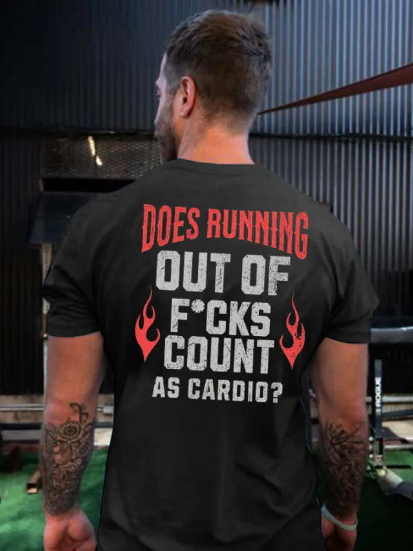 Does Running Out Of F*Cks & Count As Cardio? Printed Men's T-shirt sold by Polyalien