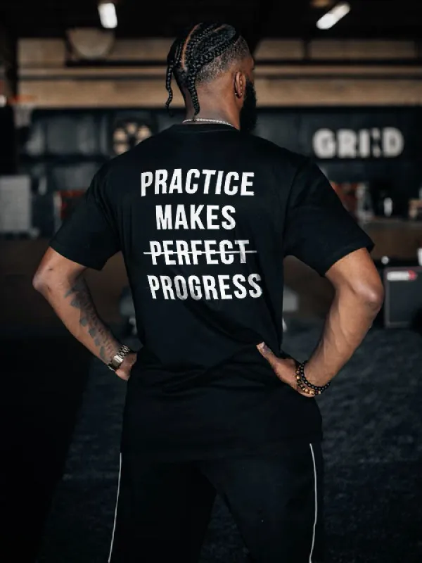 Practice Makes Progress Printed Men's T-shirt sold by Polyalien