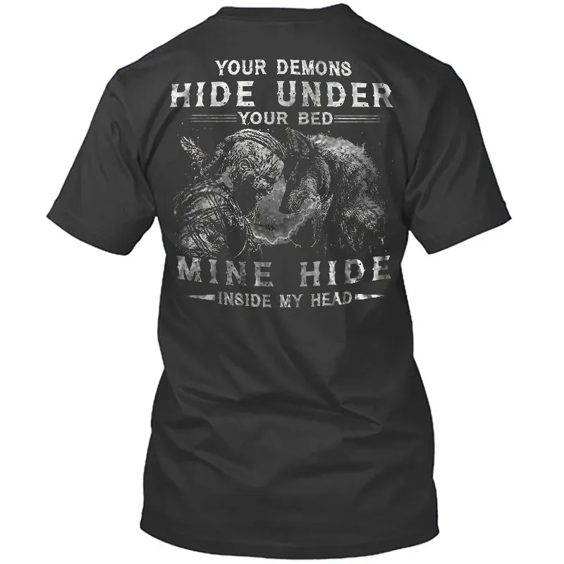 Viking Your Demons Hide Under You Bed T-shirt sold by Polyalien product image thumbnail 4